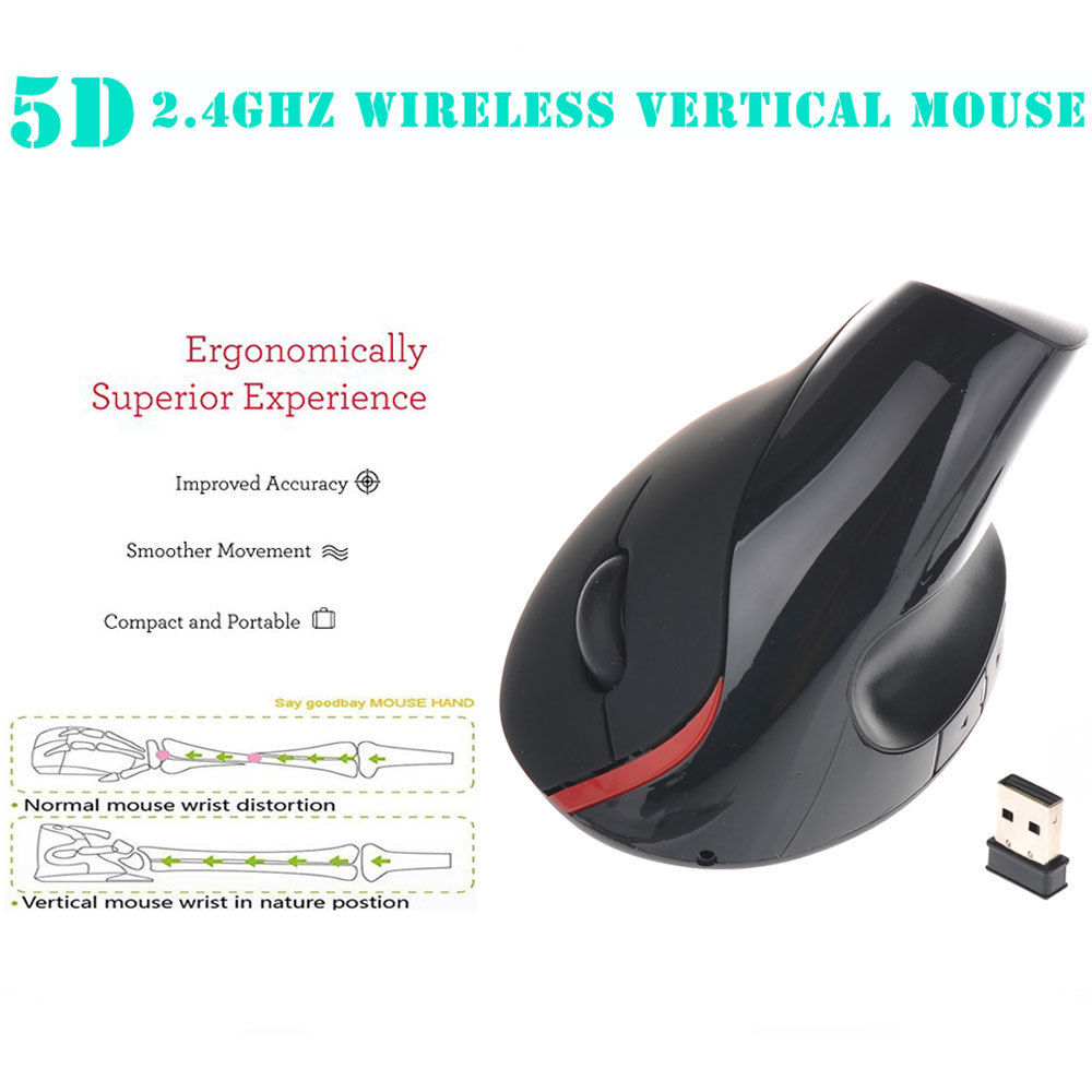 Ergonomic Wireless Vertical Mouse Optical Rechargeable Mouse Built-in Battery For Laptop Desktop Computer
